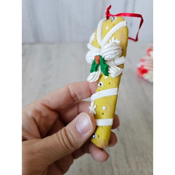 Vintage cookie candy cane heart present ornament lot clay set Xmas tree - Picture 7 of 13